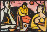 Vincent Hložník, Zamyslené, 1947, Ručne kolorovaný drevorez, 4/30