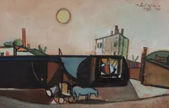 Modrý koník by Vincent Hložník, okolo 1948, Tempera na papieri, sold Jun 2024