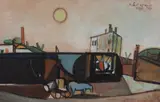 Modrý koník by Vincent Hložník, okolo 1948, Tempera na papieri, sold Jun 2024
