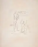 Mikuláš Galanda, Na pláži, 1930, Tuš, akvarel na papieri