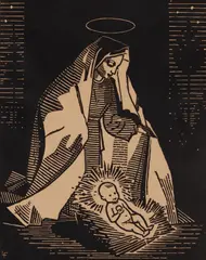 Ľudovít Fulla, Narodenie, 1940, Drevorez na papieri