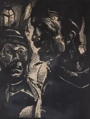 Koloman Sokol, Za cieľom, 1931, Drevoryt na papieri