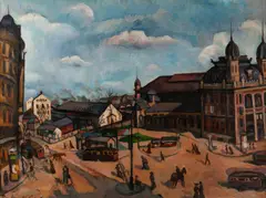 Vilmos Perlrott-Csaba, Západná stanica v Budapešti (Nyugati Pályaudvar), okolo 1921, Olej na plátne