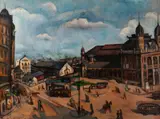 Vilmos Perlrott-Csaba, Západná stanica v Budapešti (Nyugati Pályaudvar), okolo 1921, Olej na plátne