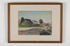 Imro Weiner-Kráľ, Dedina na poludnie, 1963, Ceruzka, akvarel na papieri