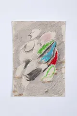 Dvojica (farebná) by Milan Paštéka, Okolo 1965, Ceruza, voskový pastel na papieri, sold Jan 2024
