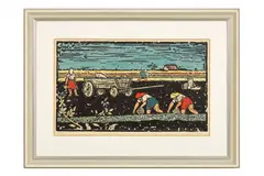 Sadenie zemiakov by Ľudovít Fulla, 1953, Ručne kolorovaný drevoryt na papieri, 2/20, sold Nov 2023