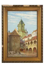 Vojtech Marx, Nádvorie Starej radnice, Okolo 1900, Olej na kartóne