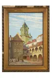 Vojtech Marx, Nádvorie Starej radnice, Okolo 1900, Olej na kartóne