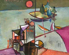 Bar by Vincent Hložník, 1948, Tempera na papieri, sold Jun 2023
