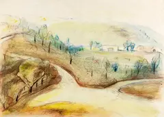 Peter Bartoš, Rázcestie, okolo 1990, Pastel, tempera na papieri