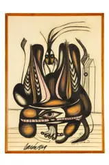 Karol Baron, Z cyklu Beštiár I, 1969, Pastel, uhoľ na papieri