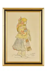 Z kostola by Jan Hála, 1937, Akvarel, tuš na papieri, sold Jun 2023