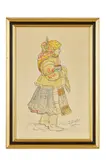 Jan Hála, Z kostola, 1937, Akvarel, tuš na papieri
