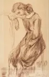 Vincent Hložník, Sediaca, 1947, Pastel na papieri
