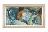 V kaviarni by Vincent Hložník, Okolo 1945, Akvarel na papieri. 48 x 100 cm, sold Apr 2023