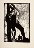 Vincent Hložník, Mučia a vraždia, 1955, linoryt na papieri