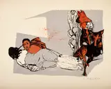 Vincent Hložník, Odysea II, 1965, Drevorytl na papieri