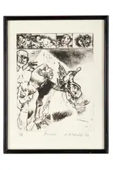 Vincent Hložník, Diváci, 1982, Lept, suchá ihla na papieri. 1/8