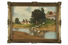 Husiarka pri potoku by Antal Neogrády, Okolo 1920, Olej na plátne, sold Jun 2022