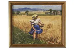 Jozef Teodor Mousson, Žena v žite, Okolo 1935, Olej na plátne