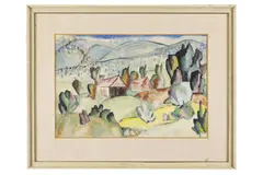 Stanislav Filko, Krajina VII (365/81), 1969, Akvarel, tempera na papieri