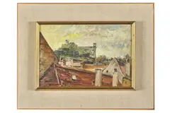 František Studený, Stará Bratislava, pod Hradom, 1954, Olej na kartóne