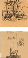 Untitled (double-sided drawing) by Philip Guston, 1970, ink on paper, double-sided, offered Jul 2020
