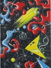 Spacemeats by Kenny Scharf, 1995, oil and acrylic on canvas, sold Jul 2020