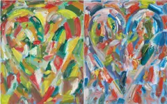 2 Moons by Jim Dine, 2004, oil on canvas, diptych, sold Jul 2020