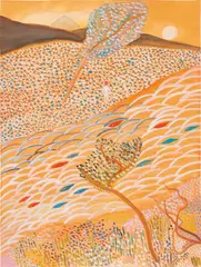 Matthew Wong, Landscape with Young Bather, 2018, gouache and watercolor on paper