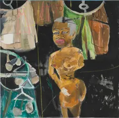 Jonathan Lyndon Chase, Clothes Shopping, 2018, acrylic, marker, pastel and glitter on muslin
