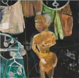 Jonathan Lyndon Chase, Clothes Shopping, 2018, acrylic, marker, pastel and glitter on muslin