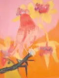 Ann Craven, Orange Dream, Pink Bird on Pink and Orange Fade