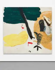 Rose Wylie, Red Belt, Red Lipstick, 1997, oil on canvas laid on canvas