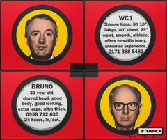 Gilbert&George, Two, 2001, hand-dyed gelatin silver print, in artist's frame, in 4 parts