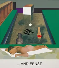 John Baldessari, Double Bill (Part 2): …and Ernst, 2012, varnished inkjet print, acrylic and oil on canvas