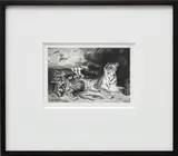 Robert Longo, Untitled (After Delacroix, A Young Tiger Playing with Its Mother, 1830), 2012, graphite on paper, in artist's frame