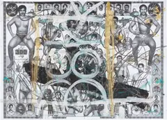 Oscar Murillo, Untitled, 2012, acrylic, graphite and paper collage on inkjet print