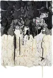 Shinique Smith, Monochrome, 2010, vintage fabrics and artist's clothing bound with ribbon on wood panel