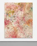 Dan Colen, I'm Gonna Be Sick, 2015, flowers on bleached Belgian linen