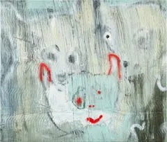 Harmony Korine, Pajama Reststops, 2014, house paint, acrylic and oil on a safety blanket, stretched