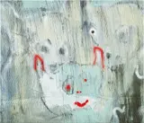 Harmony Korine, Pajama Reststops, 2014, house paint, acrylic and oil on a safety blanket, stretched