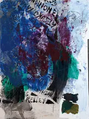 Untitled by Josh Smith, 2008, oil, acrylic, printed paper and paper collage on panel, sold Jul 2020