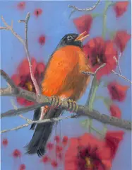 Red Robin Sings by Ann Craven, 2004, oil on canvas, sold Sep 2020