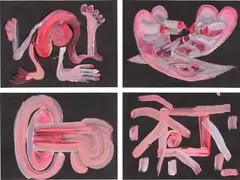 Jana Euler, Headless Into Abstraction, 2017, acrylic on paper, in 4 parts