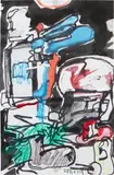 Eddie Martinez, Untitled, 2019, ink, crayon and white out on printed letterhead paper