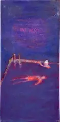 Swimming Pool, Long by Katherine Bradford, 2017, acrylic on canvas, sold Sep 2020