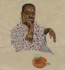 Amoako Boafo, Lighter, 2018, oil and collage on paper