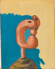Accumulated Head by George Condo, 1990, oil and varnish on canvas, sold Sep 2020